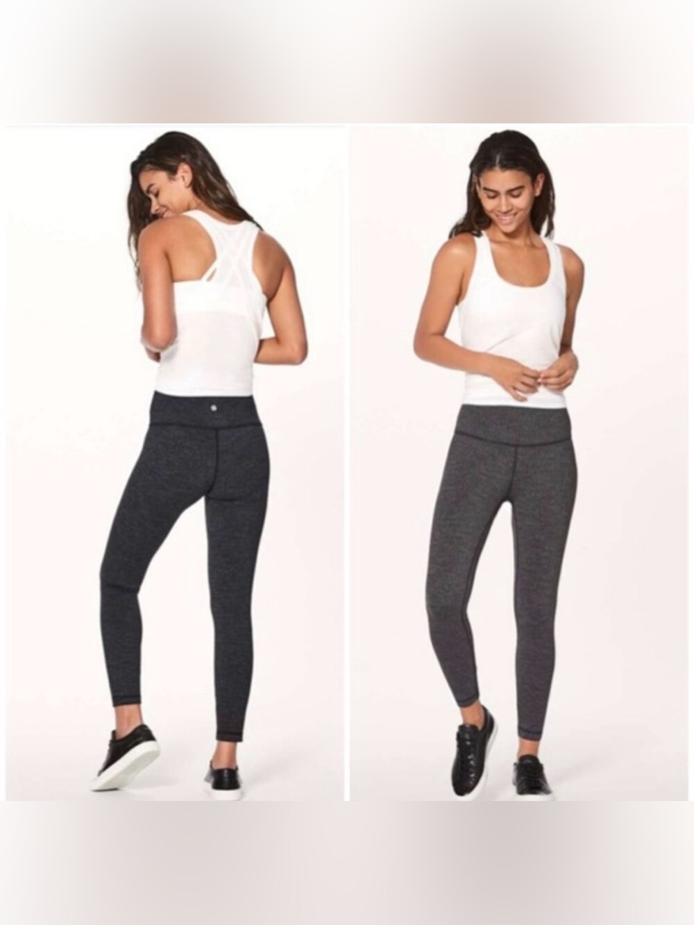 LULULEMON Wunder Under Dark Gray Herringbone Leggings Womens Size 6 EUC